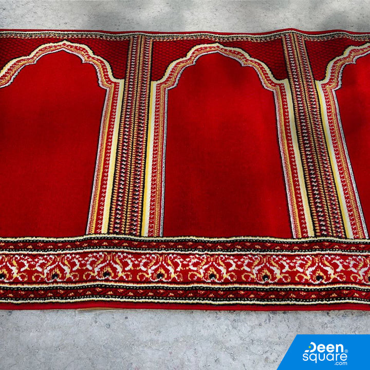 Buy Super Sabha Mosque Carpet Roll 120x1000 cm – soft, durable & elegant. Designs vary. Contact us for wholesale & delivery across UAE & worldwide.