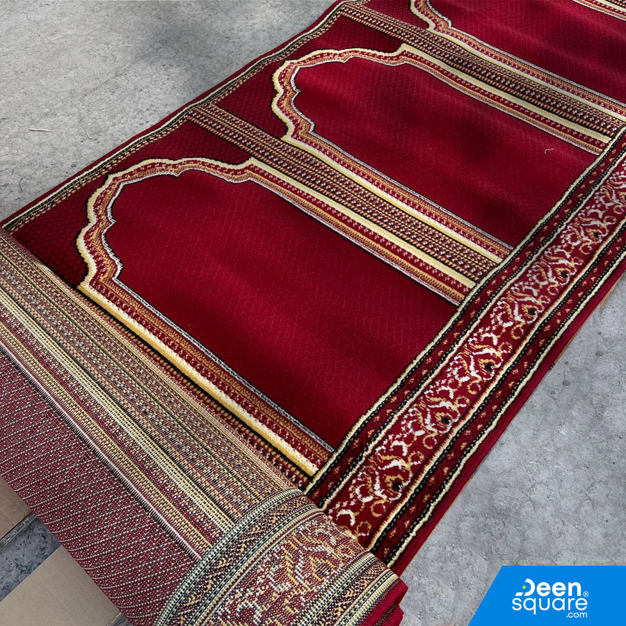 Buy Super Sabha Mosque Carpet Roll 120x1000 cm – soft, durable & elegant. Designs vary. Contact us for wholesale & delivery across UAE & worldwide.