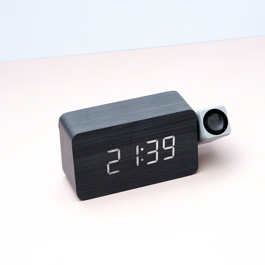 Buy Wooden Projection Clock T009 Black at deensquare.com Dubai UAE. Stylish LED clock with projection, alarm, date &amp; temperature display.