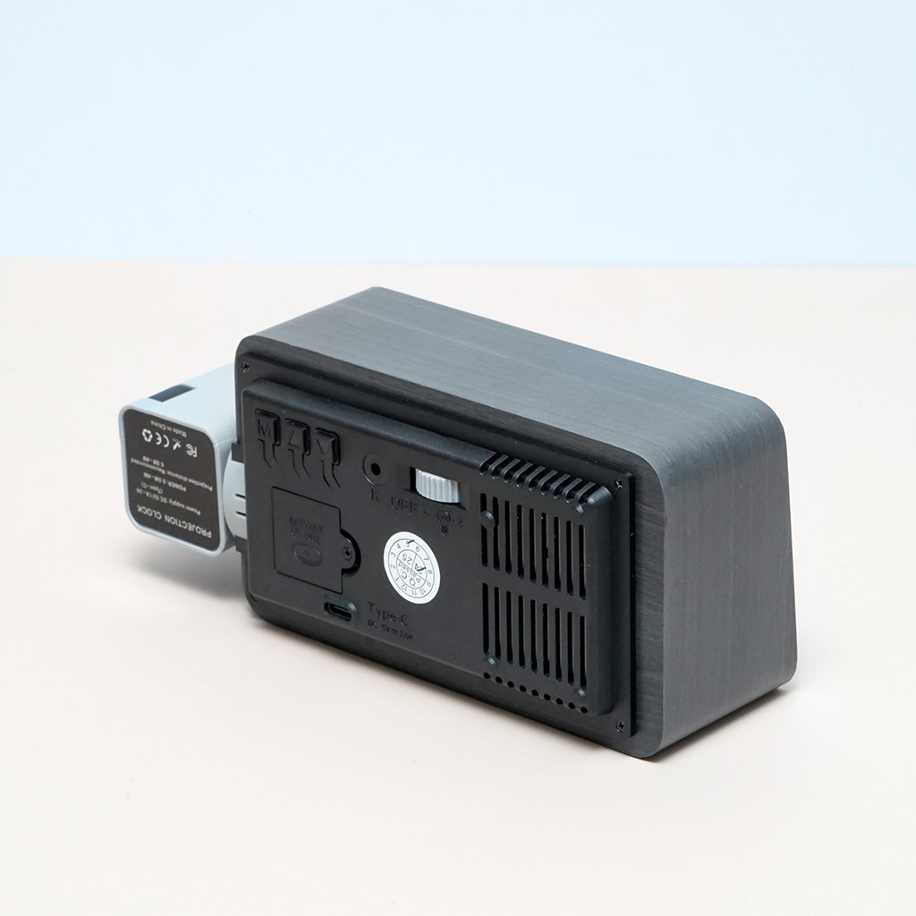 Buy Wooden Projection Clock T009 Black at deensquare.com Dubai UAE. Stylish LED clock with projection, alarm, date &amp; temperature display.