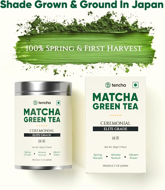 Discover Tencha Ceremonial Elite Grade Matcha 50g sourced from Shizuoka, Japan. Superior-grade spring harvest matcha with smooth flavor, subtle sweetness, and authentic Japanese quality.