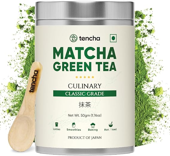Shop Tencha Culinary Matcha Green Tea Powder 50g Jar sourced from Shizuoka, Japan. Vegan, sugar-free, gluten-free matcha with recipe starter kit, perfect for lattes, smoothies, baking, and everyday recipes.