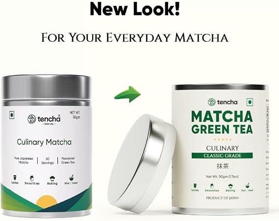 Shop Tencha Culinary Matcha Green Tea Powder 50g Jar sourced from Shizuoka, Japan. Vegan, sugar-free, gluten-free matcha with recipe starter kit, perfect for lattes, smoothies, baking, and everyday recipes.