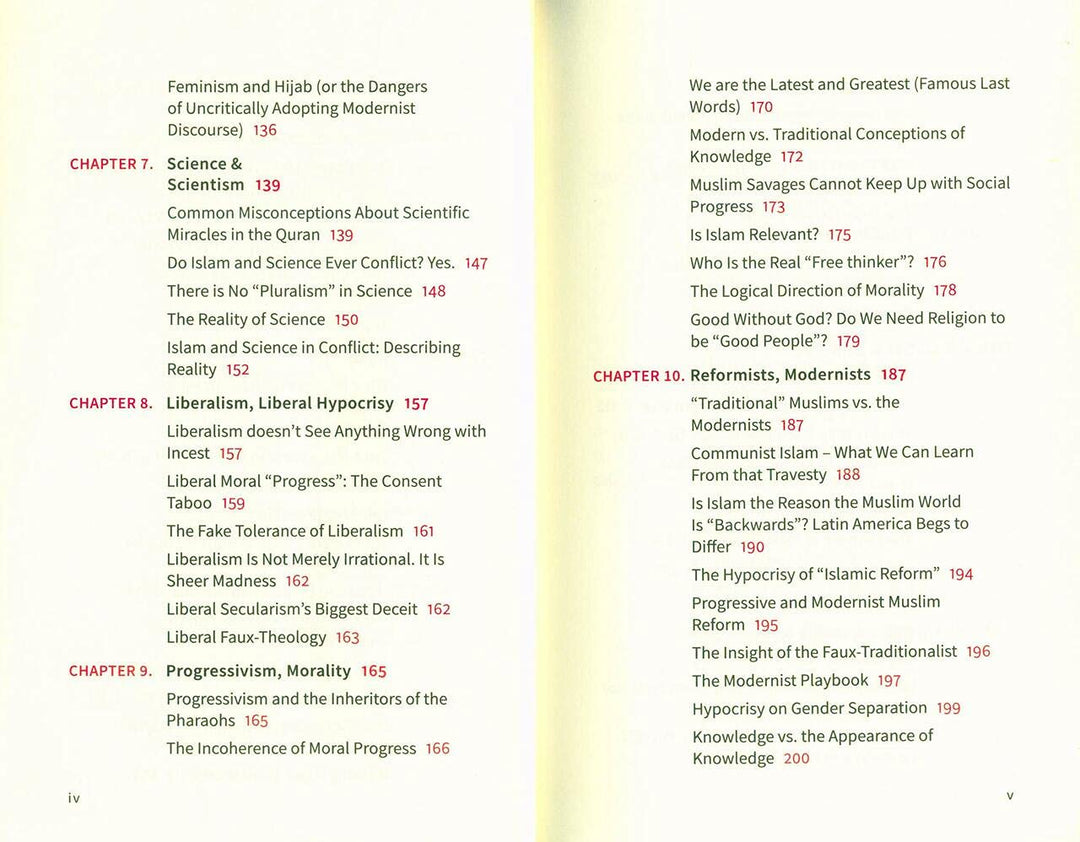 The Modernist Menace to Islam by Daniel Haqiqatjou - A Powerful Defense of True Islam table of contents 2