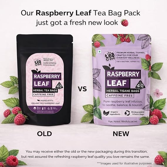 Enjoy organic red raspberry leaf tea in 40 pyramid tea bags. Caffeine-free, additive-free herbal tea packed in a resealable eco-friendly pouch.