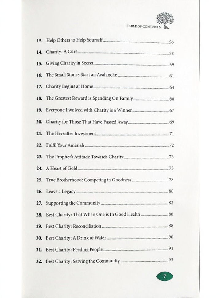 The Ultimate Profit : 40 Hadith on Sadaqah table of contents page 2