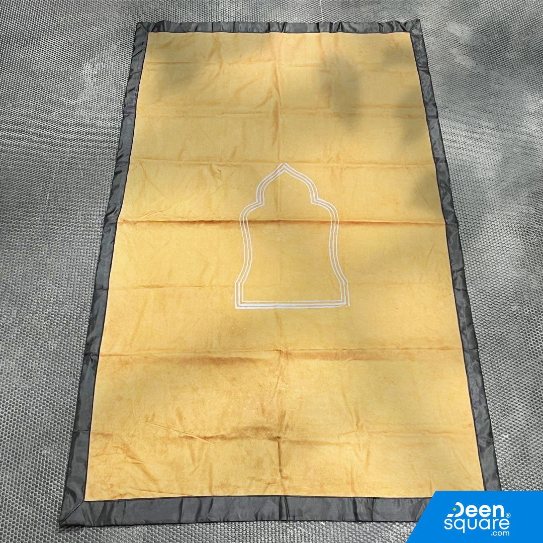 This Travel Prayer Mat (سجادة صلاة سفري) is designed for comfort, convenience, and portability. Made with dual surfaces—one side soft velvet and the other side waterproof plastic—it provides both comfort and protection, making it ideal for travelers, office workers, students, and outdoor prayers.

Its compact and foldable design makes it easy to carry in your bag, backpack, or car. The 65×115 cm size is perfect for adults and ensures a clean, comfortable space for Salah anywhere.

Available in assorted colo