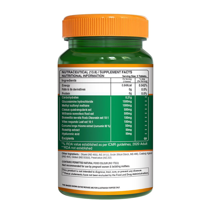 Pure Nutrition Vegan Glucosamine MSM with Boswellia tablets supporting joint health, cartilage support, mobility and inflammation relief.
