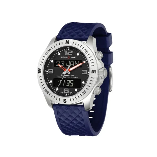 Al Fajr Dynamic 360 Azan Watch Silver Dial WH-24 – Blue Strap 