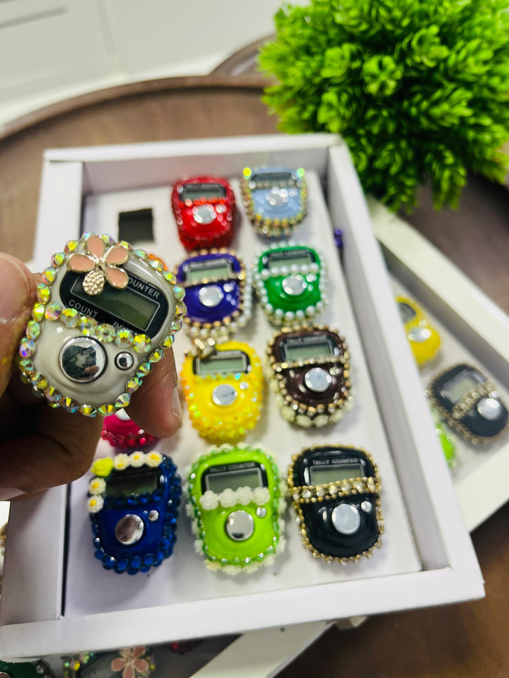 Finger Tally Counter – Digital Tasbeeh Counter (Assorted Colors) - 12 Piece