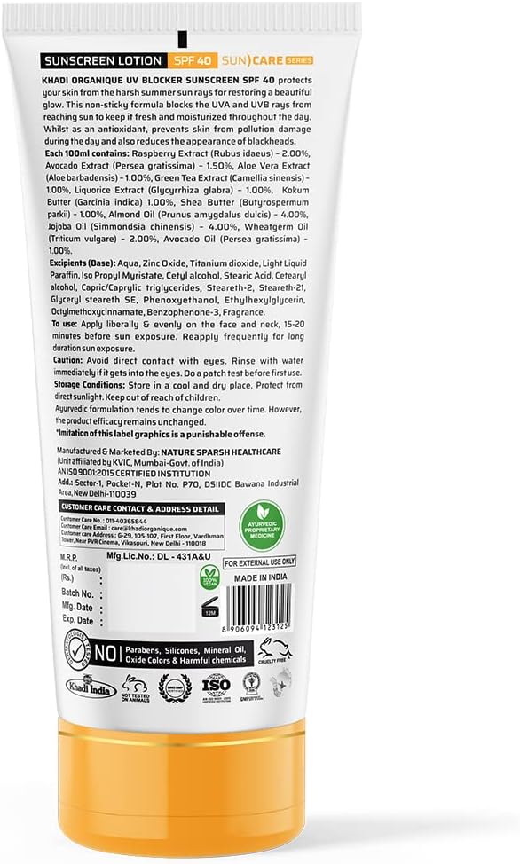 Sunscreen SPF40 100 ml - Khadi Organique