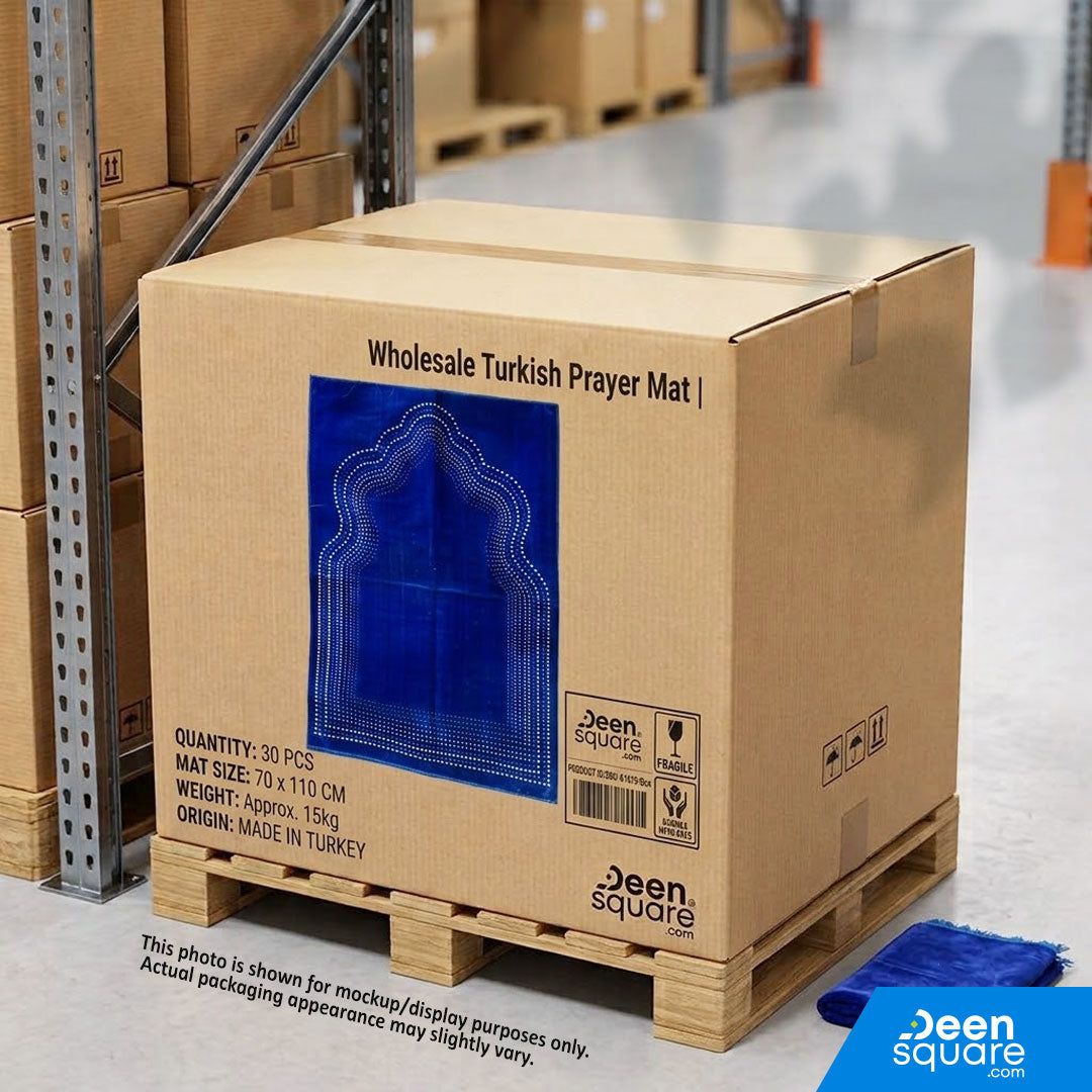 Buy wholesale Turkish prayer mats 30 pcs box at deensquare.com. Perfect for bulk orders and charity with fast shipping in Dubai | UAE.