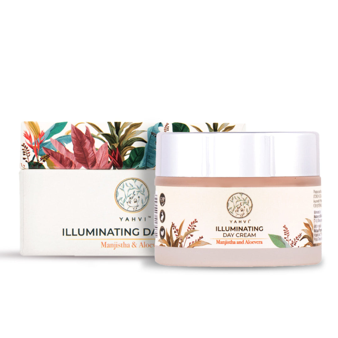 Buy Yahvi Illuminating Day Cream with Manjistha, Aloe Vera &amp; Rice Proteins for hydrated glowing skin. Shop at deensquare.com | Dubai UAE.