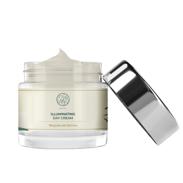 Buy Yahvi Illuminating Day Cream with Manjistha, Aloe Vera &amp; Rice Proteins for hydrated glowing skin. Shop at deensquare.com | Dubai UAE.