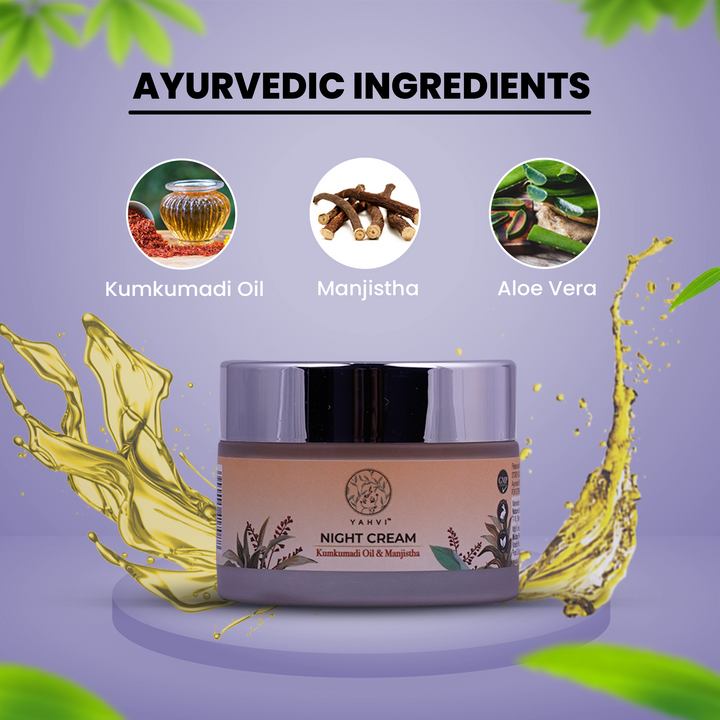 Buy Yahvi Kumkumadi Oil &amp; Manjistha Night Cream for deep hydration and radiant skin. Shop at deensquare.com | Dubai UAE.