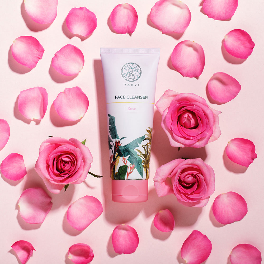 Buy Yahvi Rose Face Cleanser with Rose Water, Glycerin & Aloe Vera for gentle hydration and soft skin. Shop at deensquare.com | Dubai UAE.