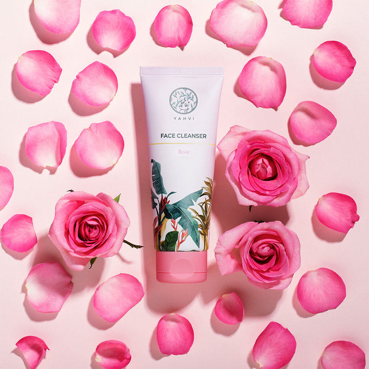 Buy Yahvi Rose Face Cleanser with Rose Water, Glycerin &amp; Aloe Vera for gentle hydration and soft skin. Shop at deensquare.com | Dubai UAE.
