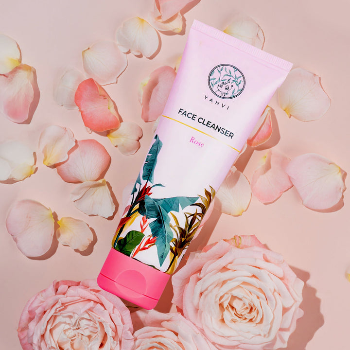 Buy Yahvi Rose Face Cleanser with Rose Water, Glycerin &amp; Aloe Vera for gentle hydration and soft skin. Shop at deensquare.com | Dubai UAE.