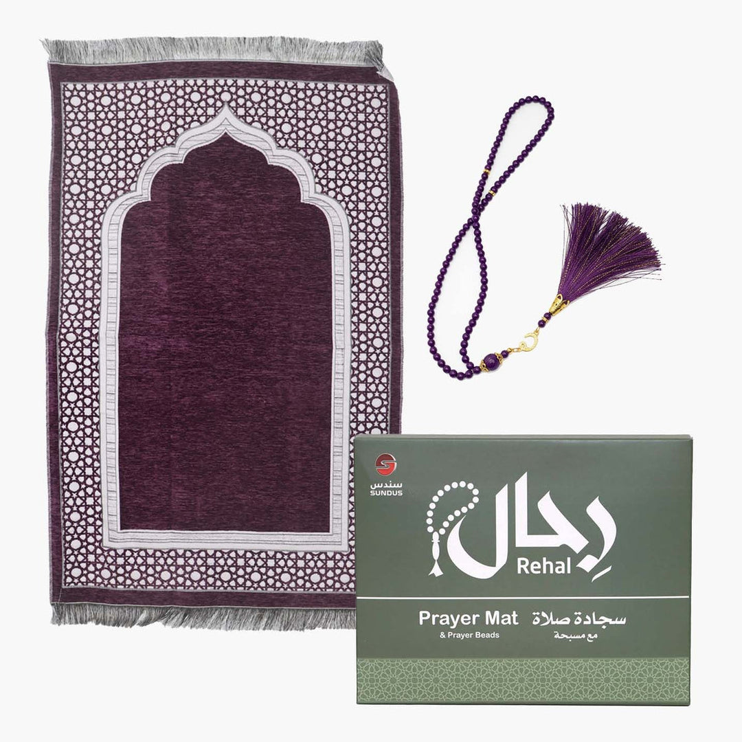 Rehal Prayer Mat with Tasbeeh – Lightweight Travel Prayer Mat Set for Daily Salah