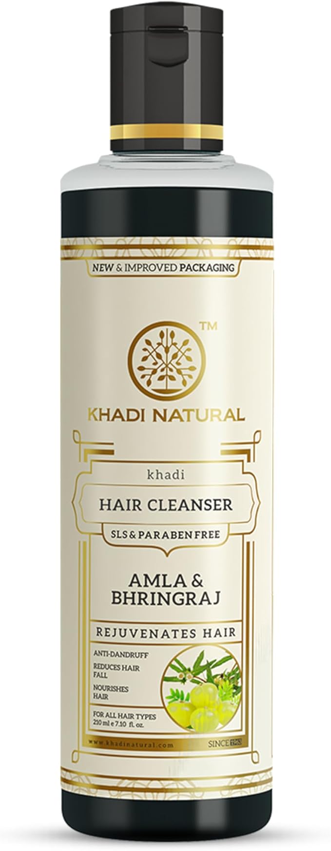 Khadi Natural Amla &amp; Bhringraj Herbal Hair Cleanser – Ayurvedic Shampoo SLS &amp; Paraben-Free 210ml