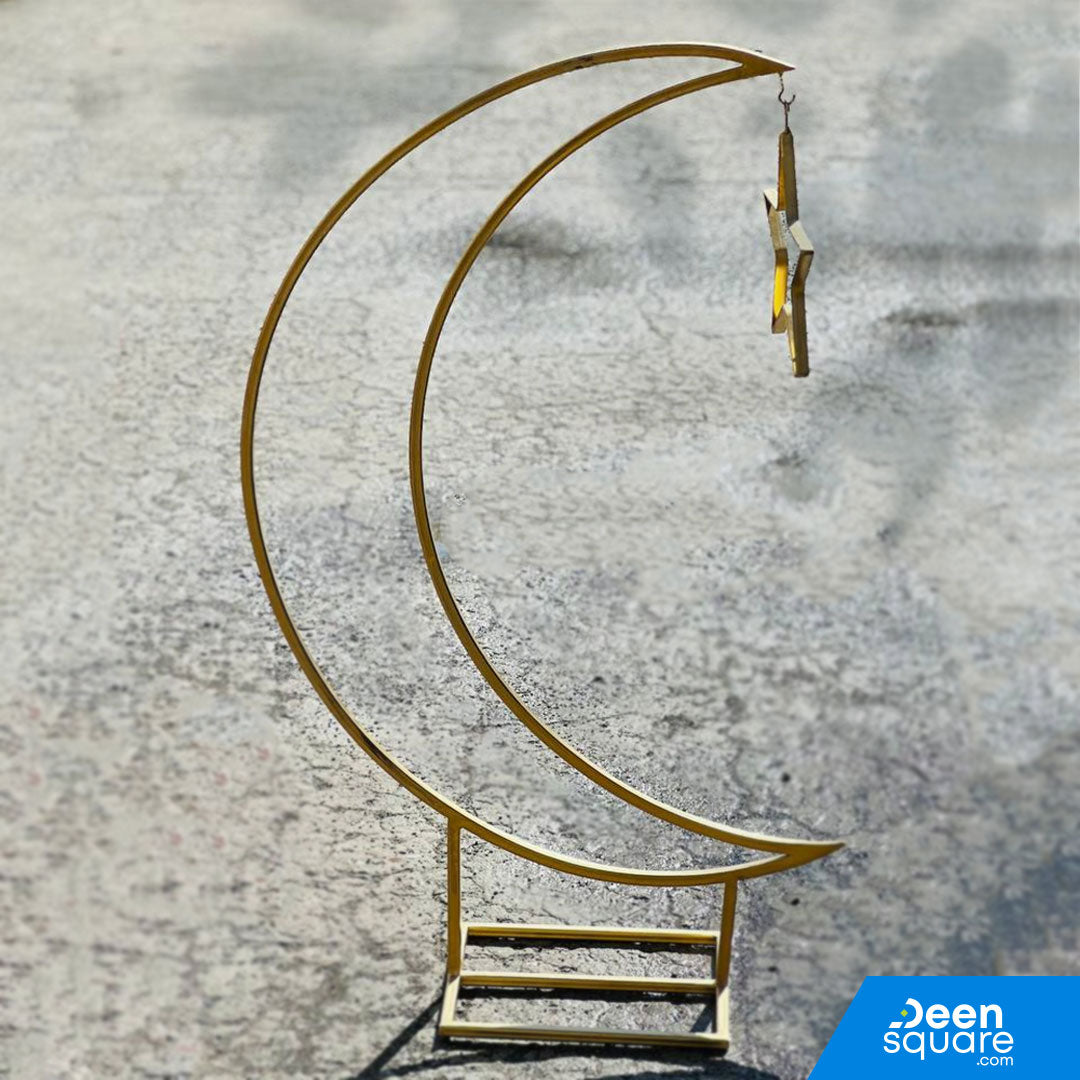 Moon and Star Stand for Ramadan Decoration - Moon Shape | حامل القمر والنجمة لزينة رمضان