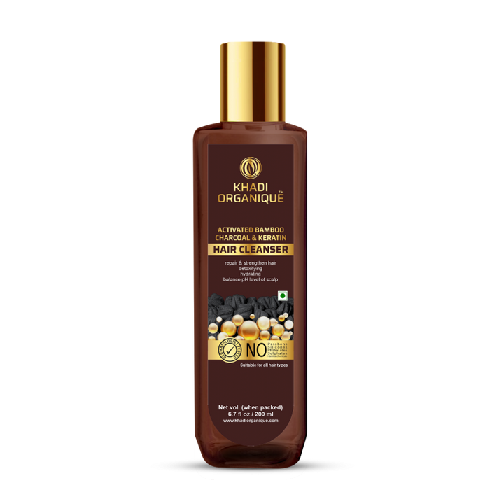 Activated Bamboo Charcoal & Keratin Hair Cleanser - Khadi Organique