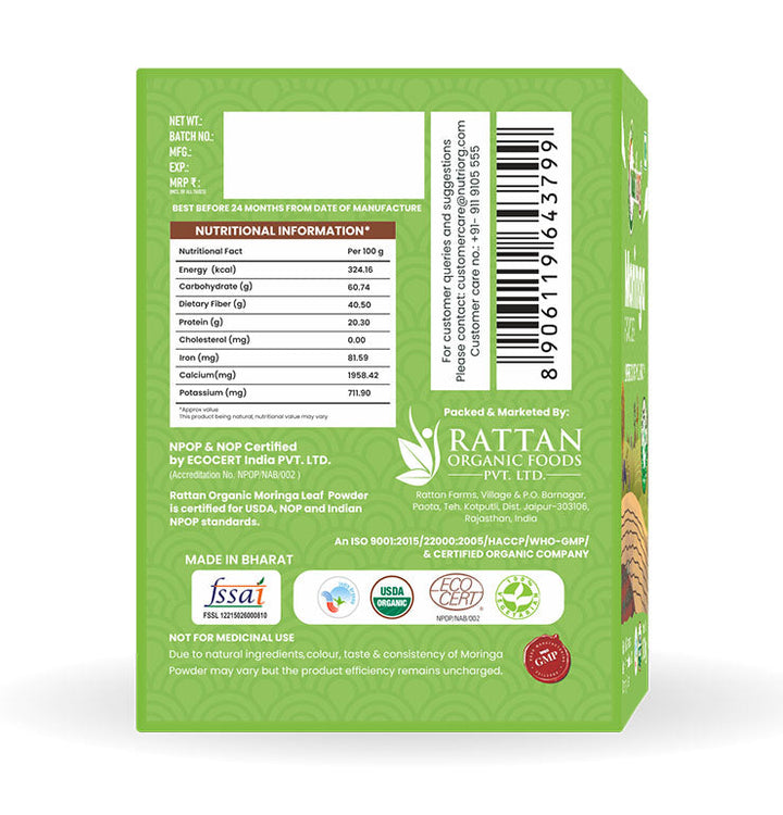 Nutriorg Certified Organic Moringa Powder 100g