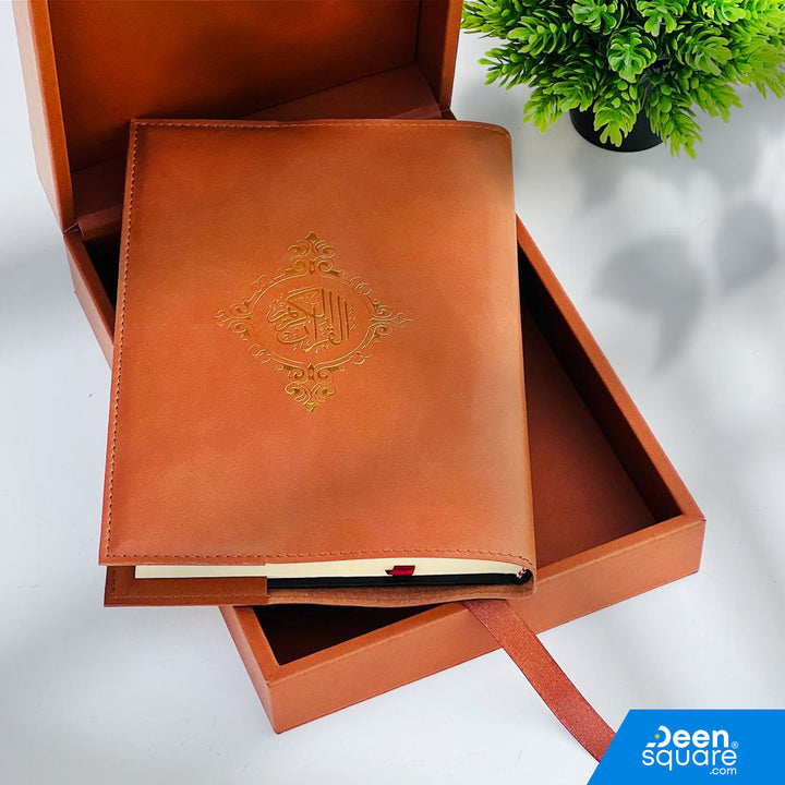 Luxury Quran Gift Set with Embossed Faux Leather Box - Medium Size