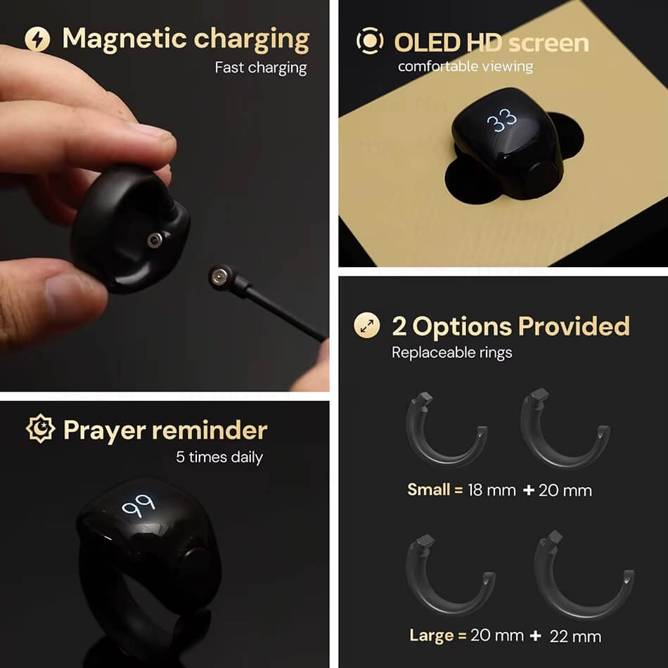 Zikr Ring Smart Tasbeeh Counter Weslamic iTasbih Ring - Salam (Size 20mm - 22mm)