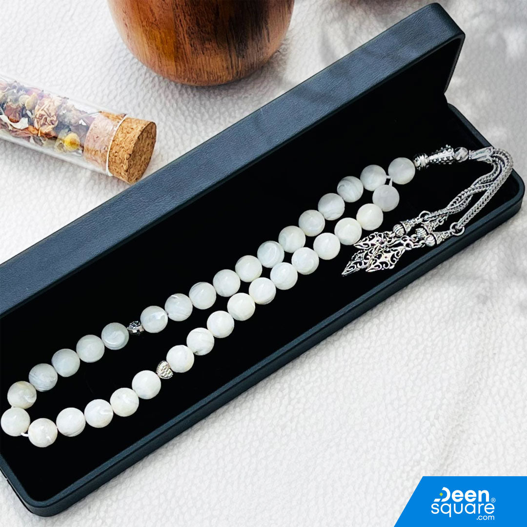 Natural Mother of Pearl 33 beads Tasbeeh - Cream