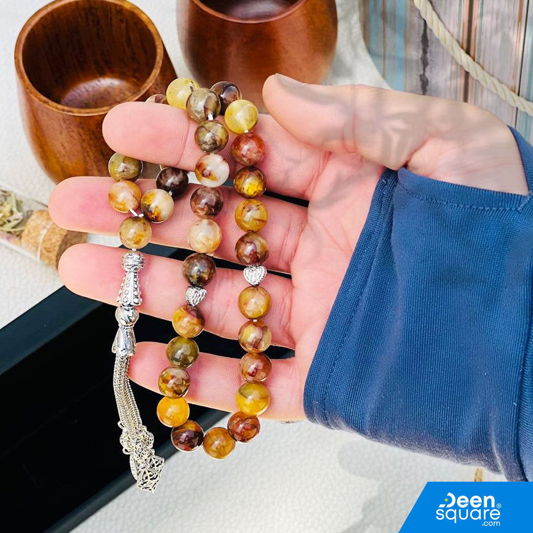Pearl 33 beads Tasbeeh - Natural Agate (Brown)