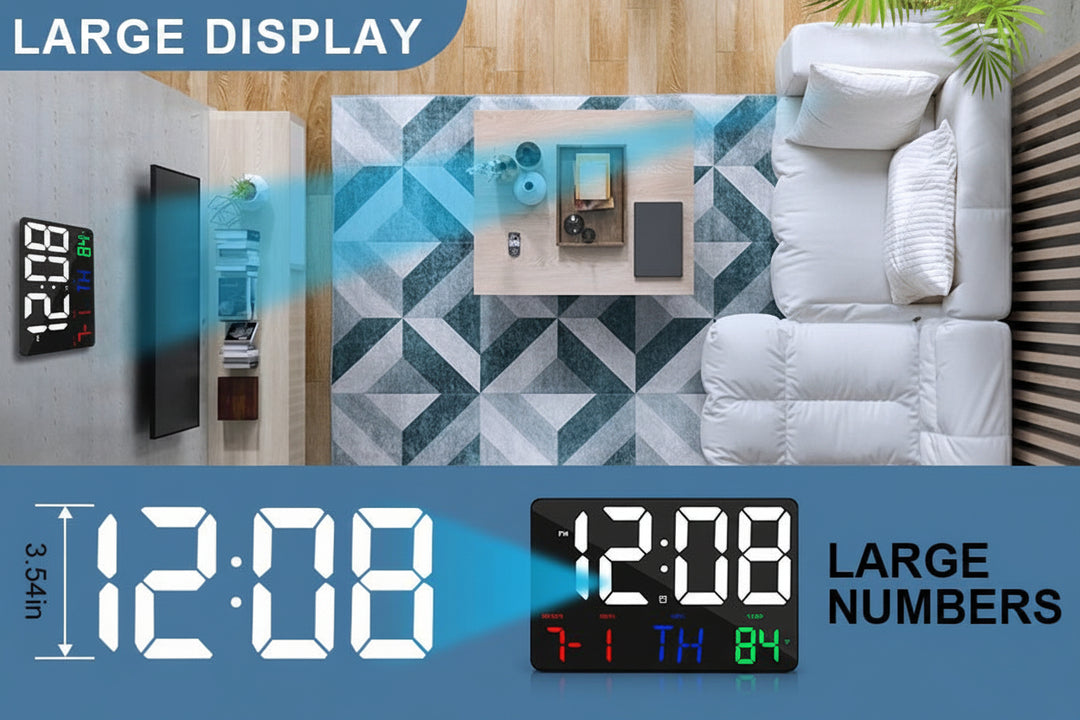 White LED Digital Wall Clock with Remote (Model No: 717) - 16 x 25 cm