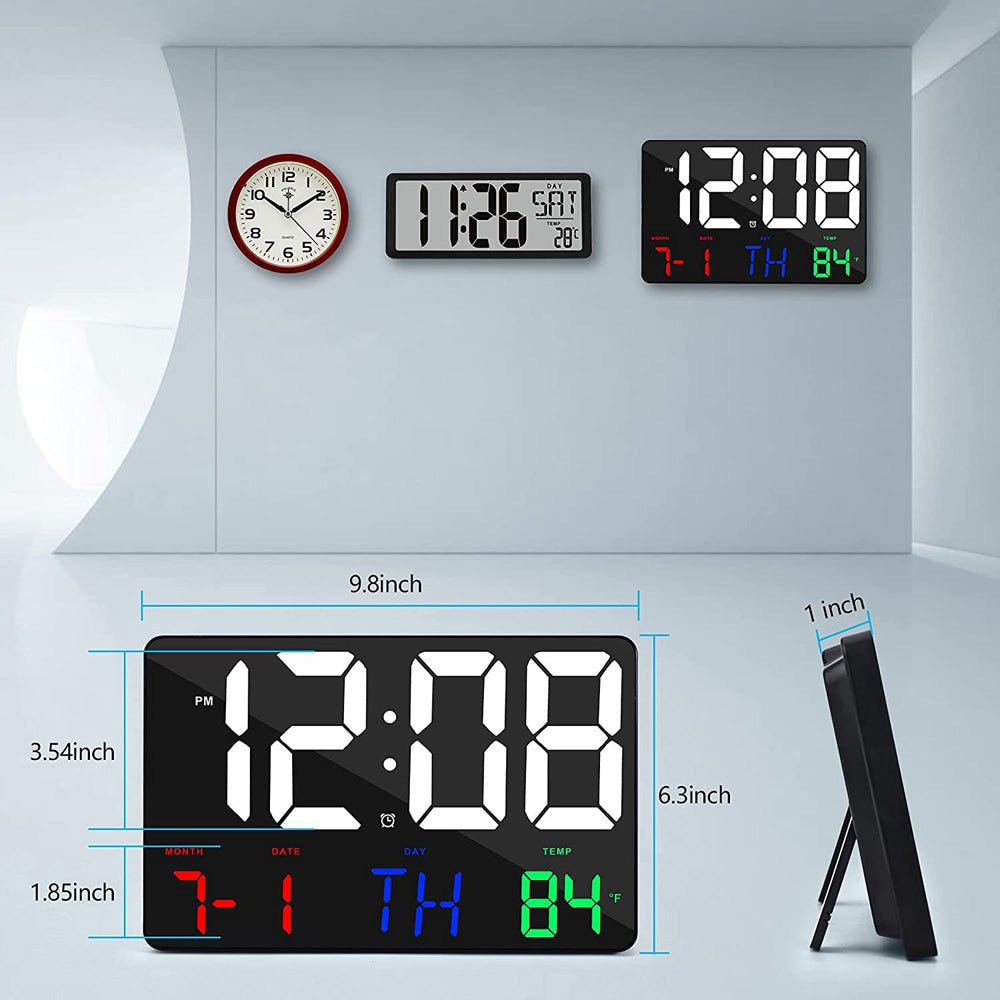 White LED Digital Wall Clock with Remote (Model No: 717) - 16 x 25 cm