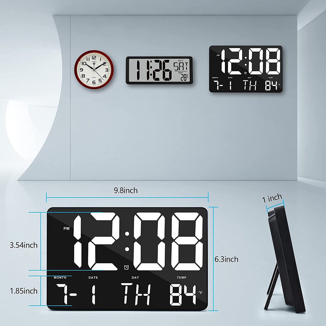 White LED Digital Wall Clock with Remote (Model No: 717) - 16 x 25 cm