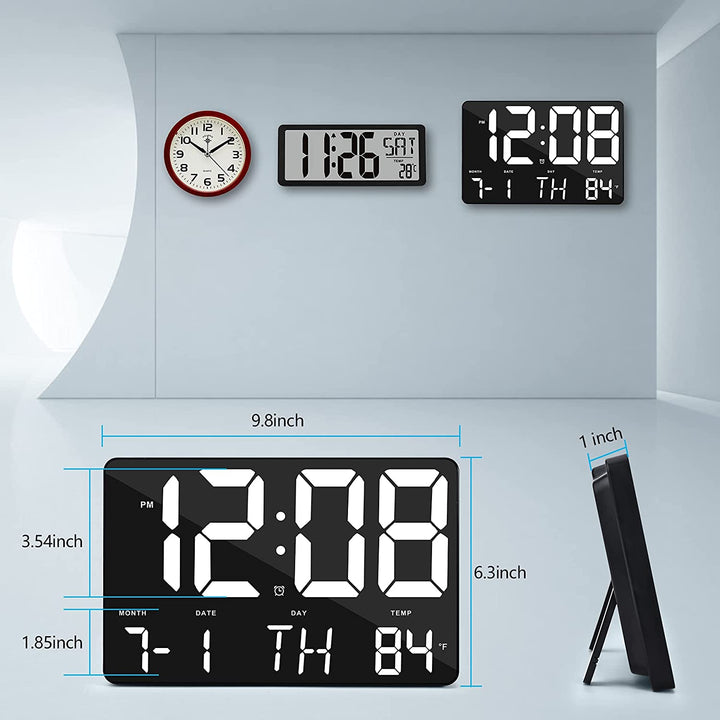 White LED Digital Wall Clock with Remote (Model No: 717) - 16 x 25 cm