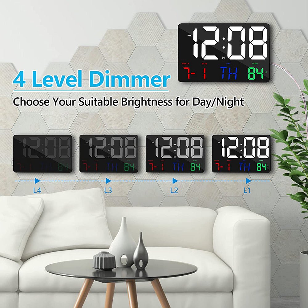 White LED Digital Wall Clock with Remote (Model No: 717) - 16 x 25 cm