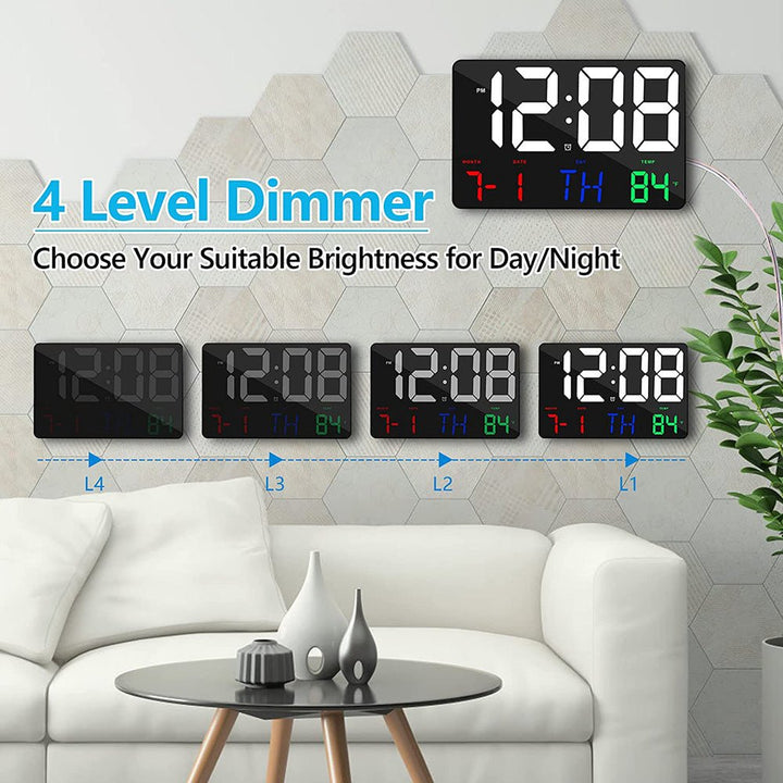 White LED Digital Wall Clock with Remote (Model No: 717) - 16 x 25 cm