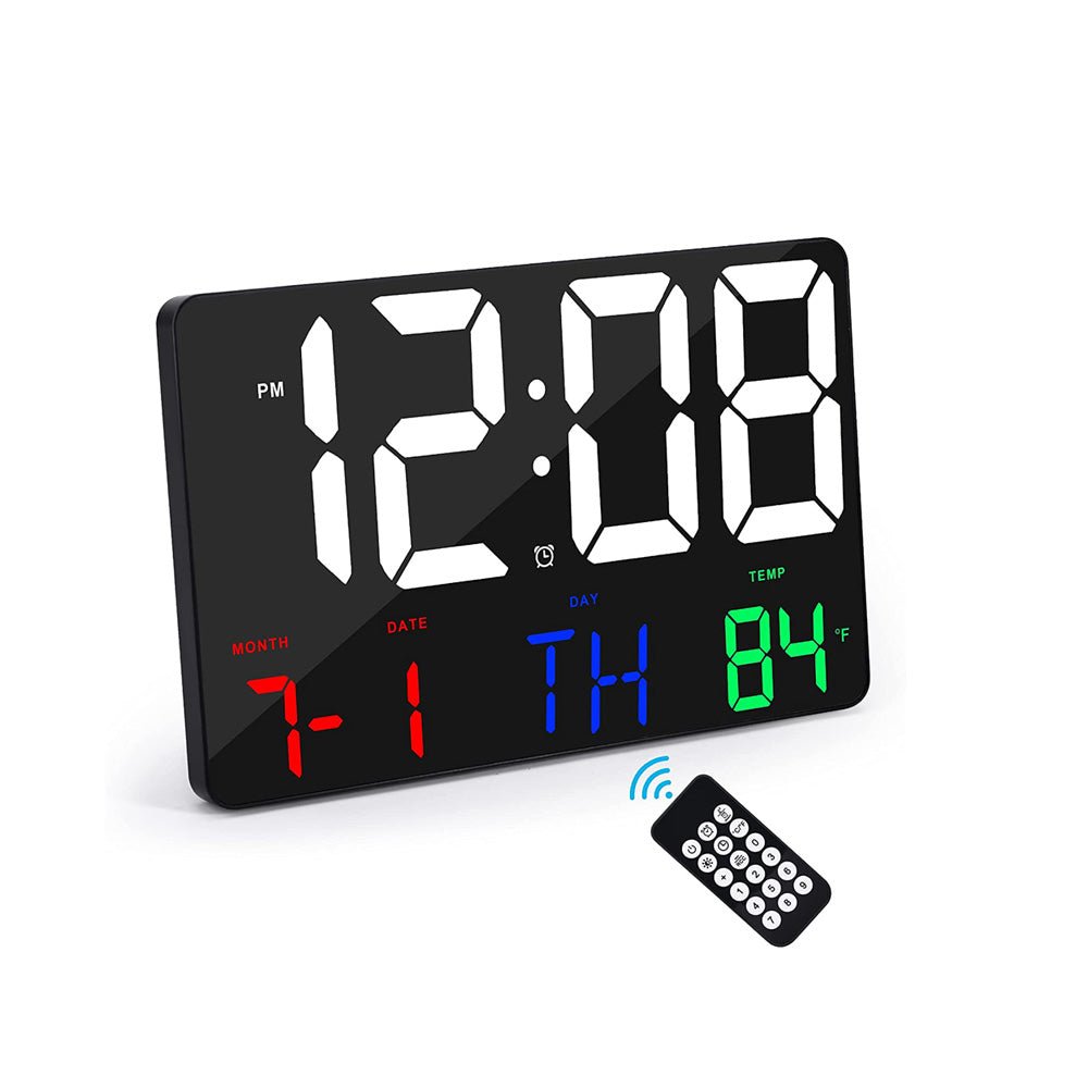White LED Digital Wall Clock with Remote (Model No: 717) - 16 x 25 cm