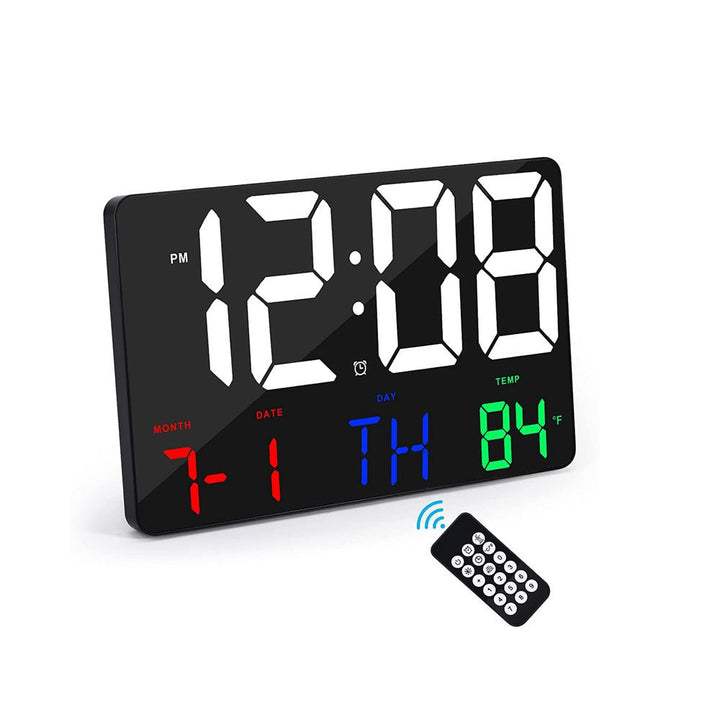 White LED Digital Wall Clock with Remote (Model No: 717) - 16 x 25 cm