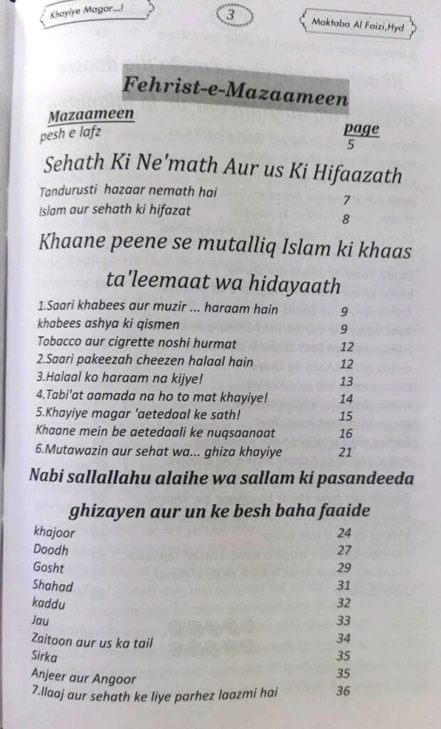 Khaiye Magar (Sehat Ki Hifazat aur Khane Peene Se Mutalliq Nabawi Nuskhe aur unki tibbi hikmaten) – Roman Urdu