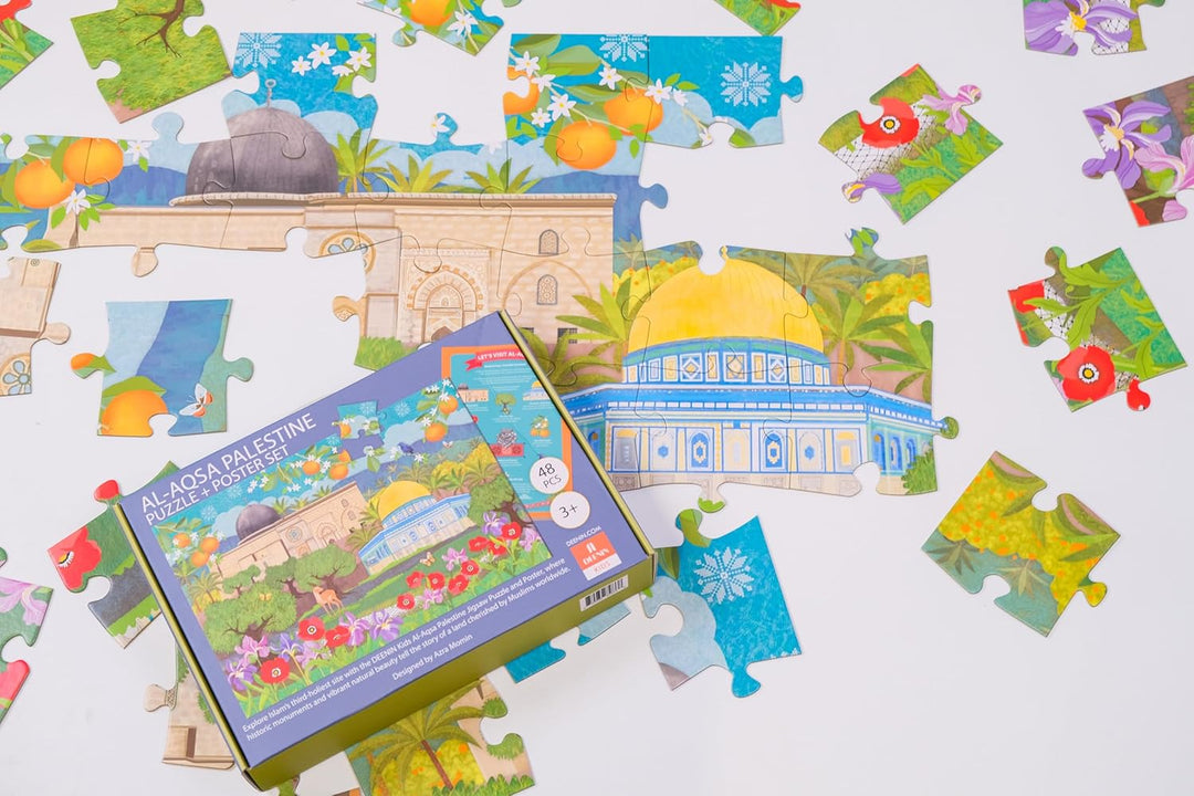 Kids Al Aqsa Palestine Puzzle + Poster Set - Engaging 48-Piece Floor Puzzle