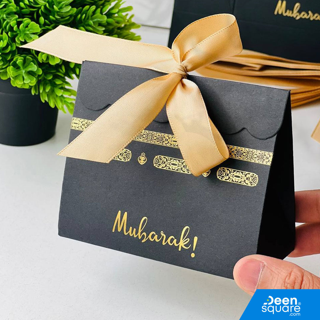 Paper Gift Boxes with Golden Foil – Set of 10 (Hajj, Umrah Gift)