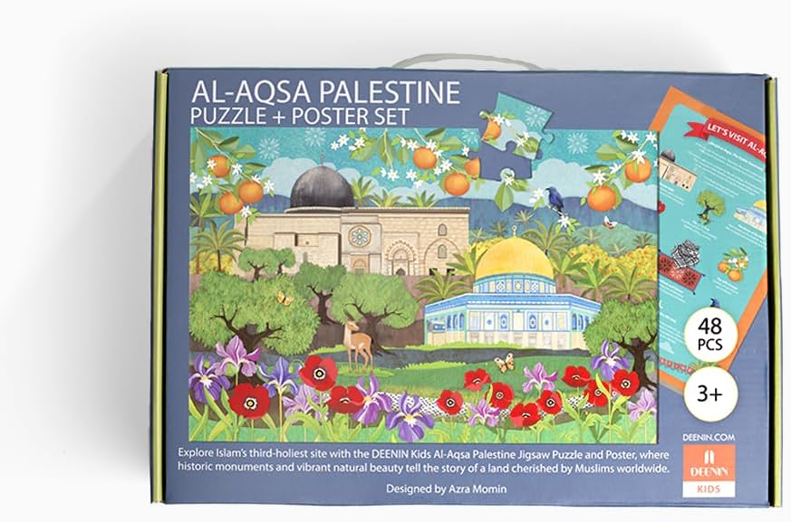 Kids Al Aqsa Palestine Puzzle + Poster Set - Engaging 48-Piece Floor Puzzle