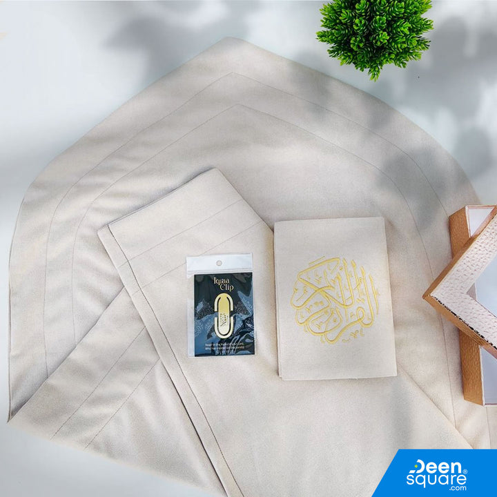 Elegant Gift Box - Matching Color Quran & Prayer Mat Set with Iqraa Clip