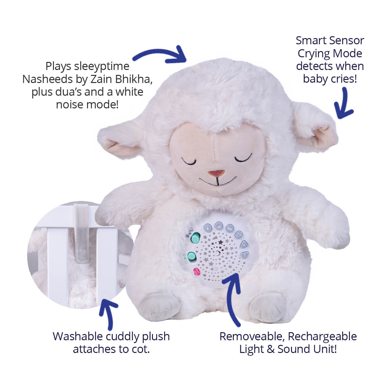 Desi Doll Sheepy projecting stars – baby night light & soothing toy UAE