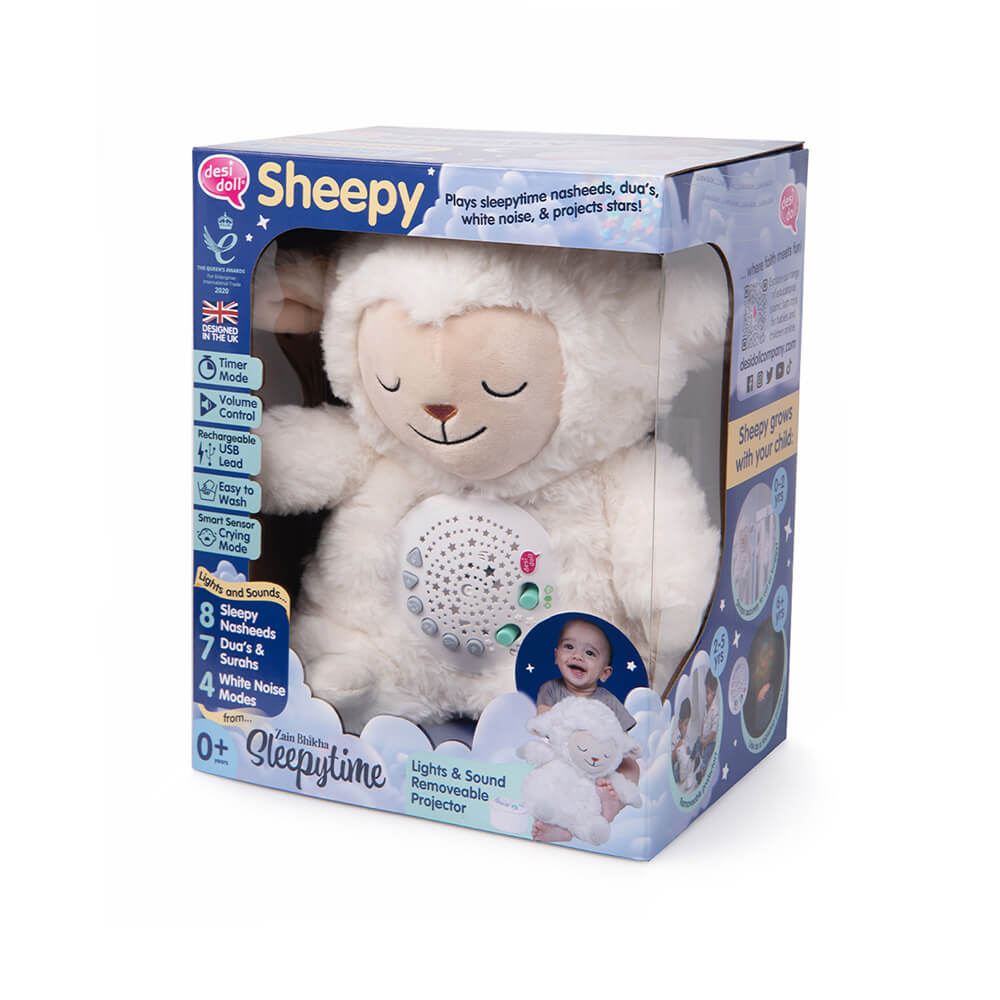 Desi Doll Sheepy plays white noise for babies – soothing sleep toy UAE