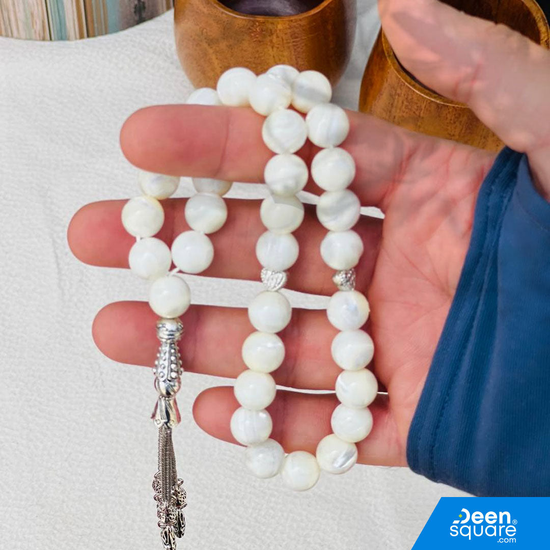 Natural Mother of Pearl 33 beads Tasbeeh - Cream
