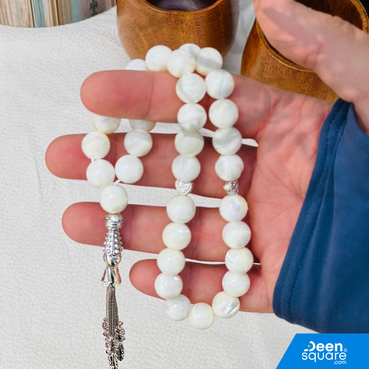 Natural Mother of Pearl 33 beads Tasbeeh - Cream
