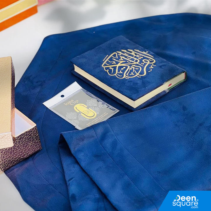Elegant Gift Box - Matching Color Quran & Prayer Mat Set with Iqraa Clip