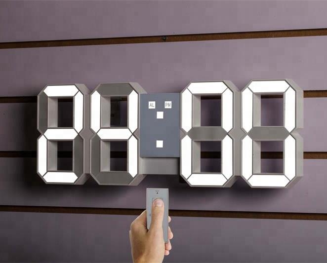 Buy ET524S 3D LED Digital Clock at deensquare.com Dubai | UAE. Modern wall clock with remote control, 3 brightness levels &amp; night mode.